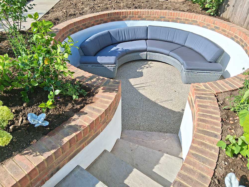 Close-up of sunken seating