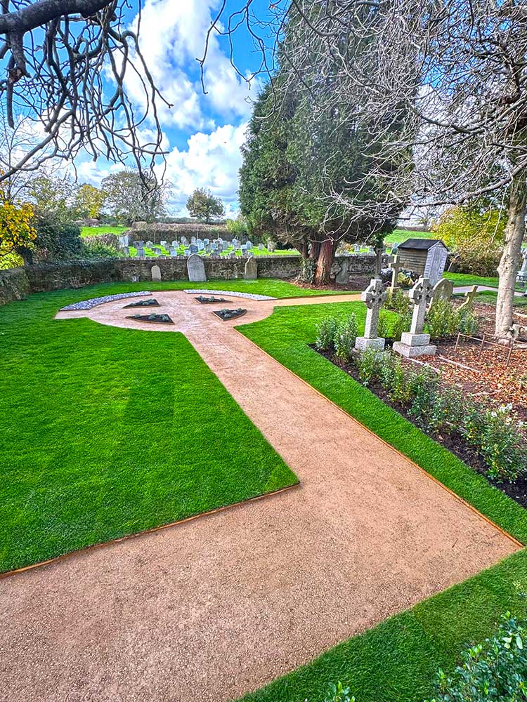 Gravel path leading to the memorial garden